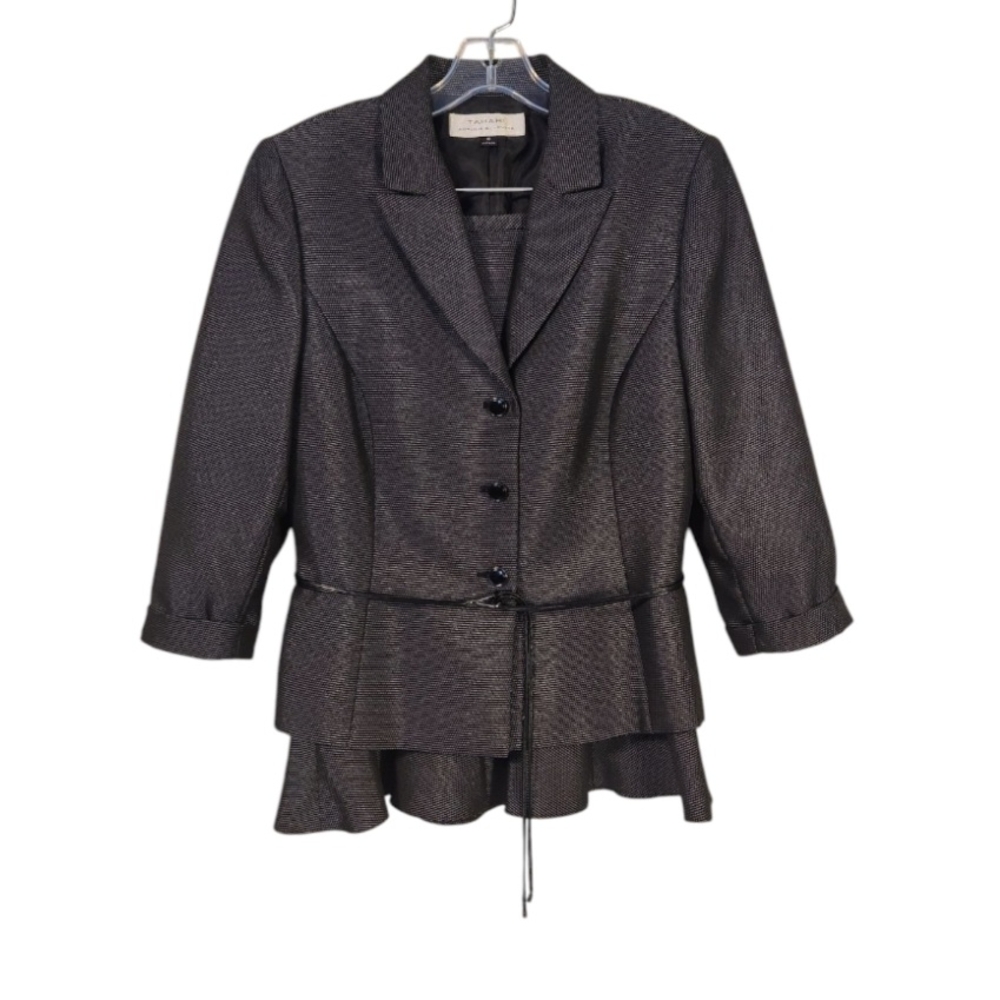 Tahari By Arthur S. Levine Black Birdseye Women's Suit Jacket/Skirt. SZ 10.